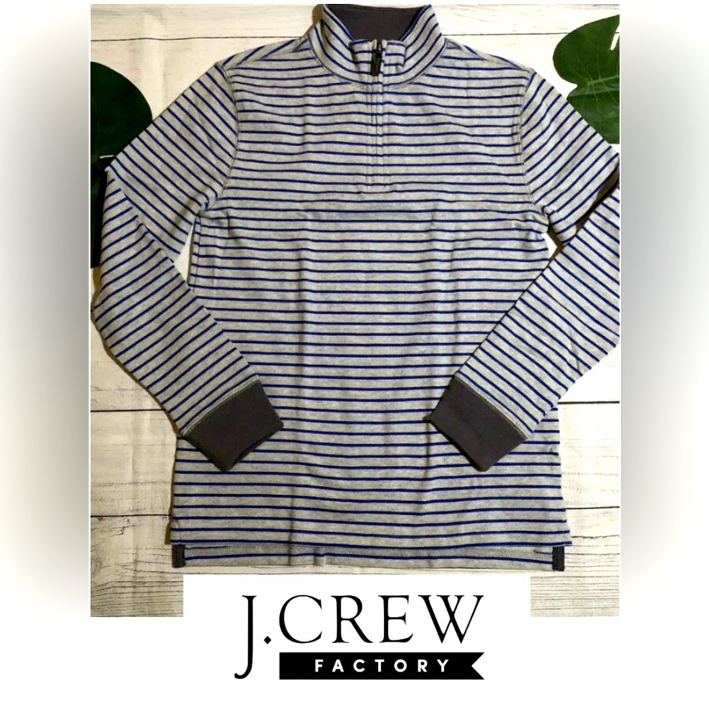 CrewCuts Kids Half Zip Grey Striped Sweatshirt Pullover Zip Up  Sz 14